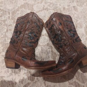 Brown Leather Western Boots